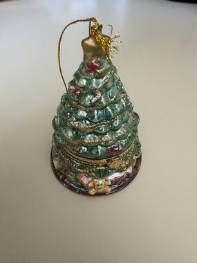 Mr. Christmas Hinged Christmas Tree Ornament Music Box Hinged w Revolving Train